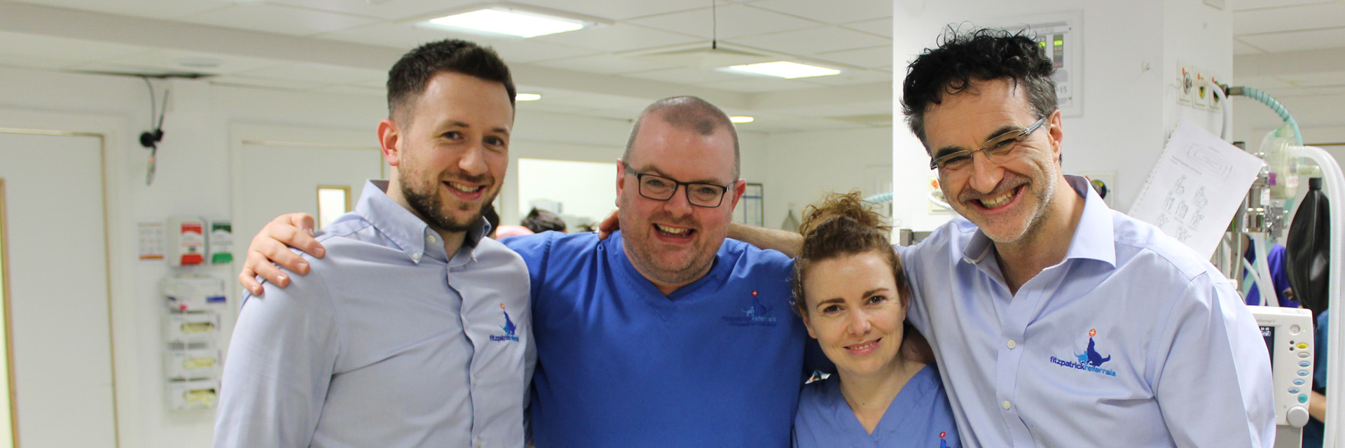 Orthopaedic surgeons James, Padraig and Susan with Professor Noel Fitzpatrick