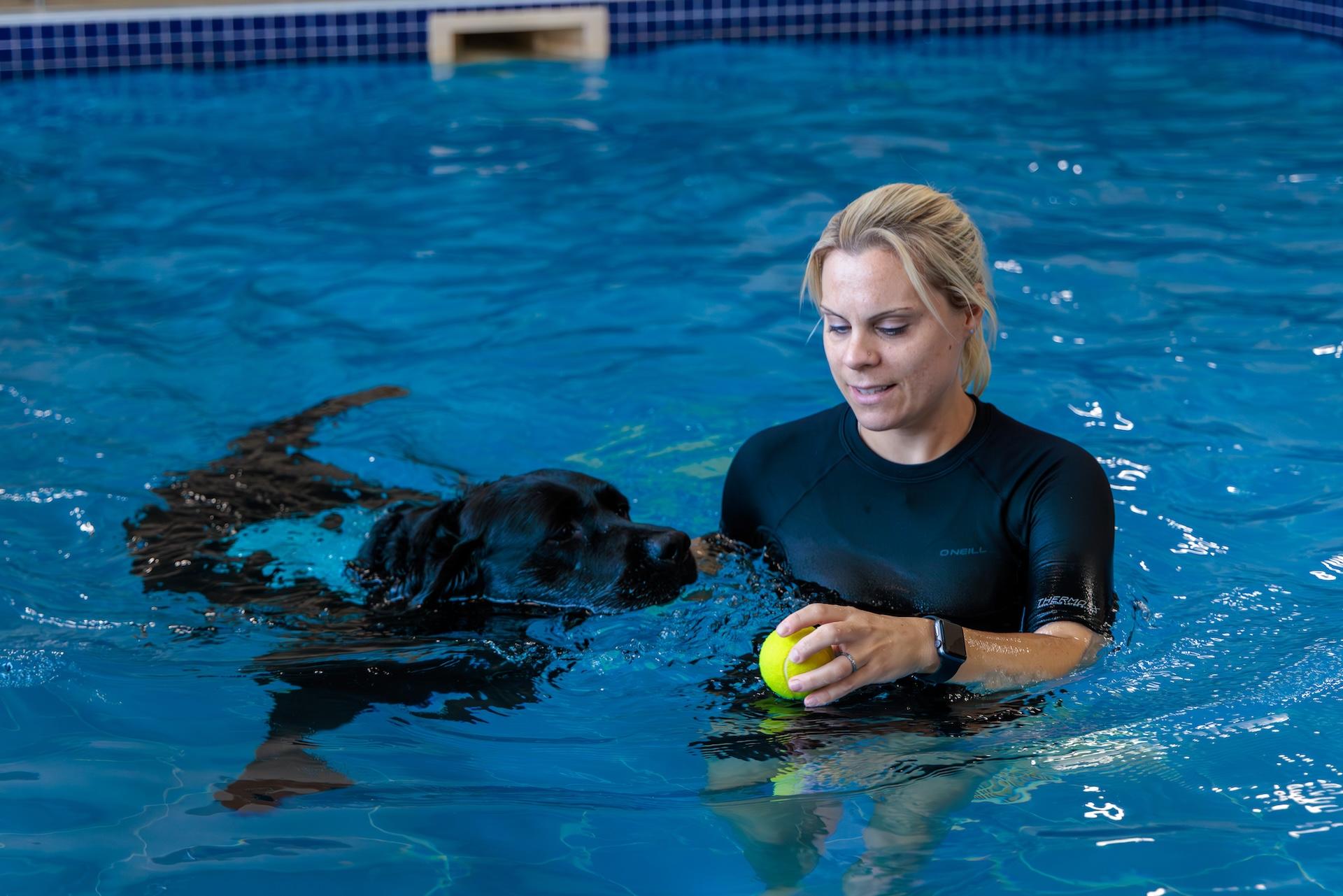 Amie Slade working in hydrotheraphy pool