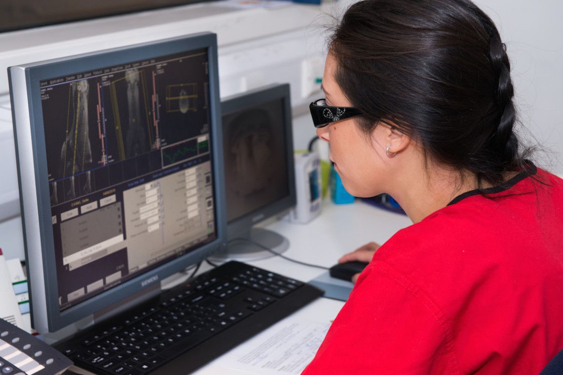 ADI radiographer analysing the MRI image in the control room
