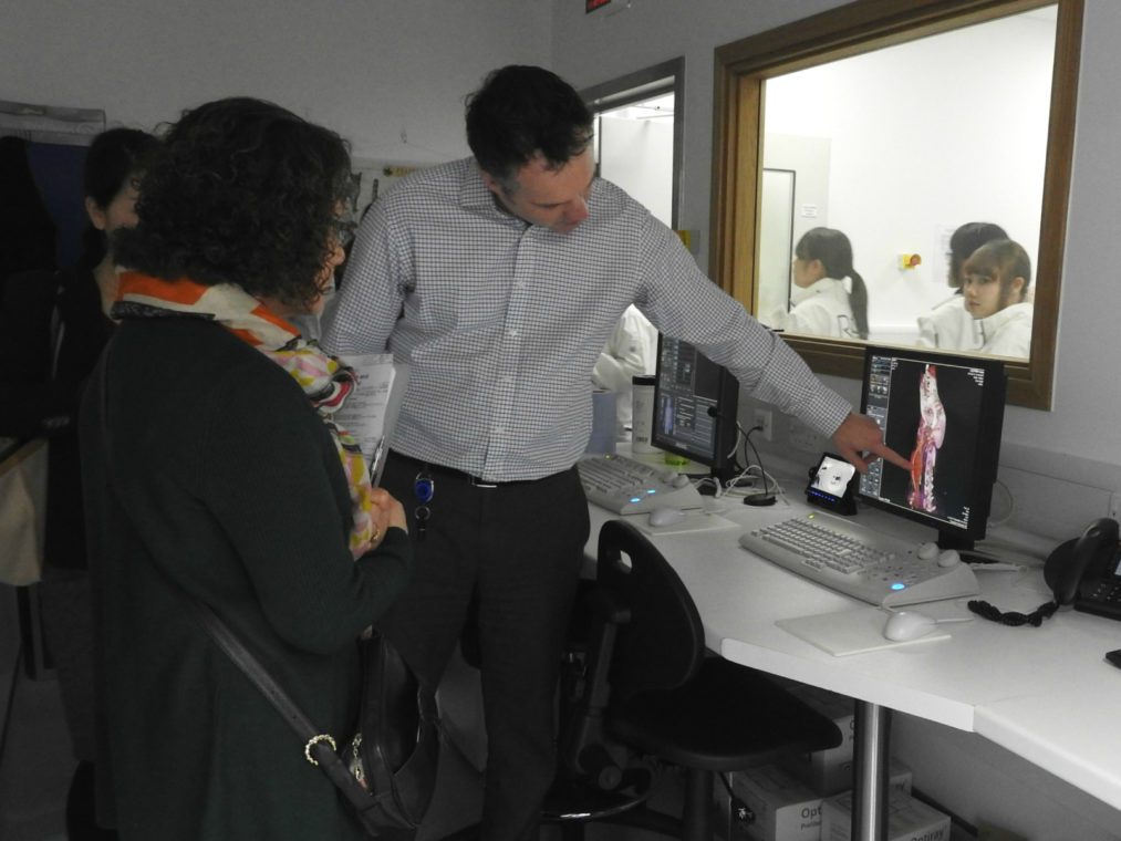 Professor Nick Bacon demonstrating a CT scan to the students