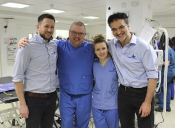 Orthopaedic surgeons James, Padraig and Susan with Professor Noel Fitzpatrick