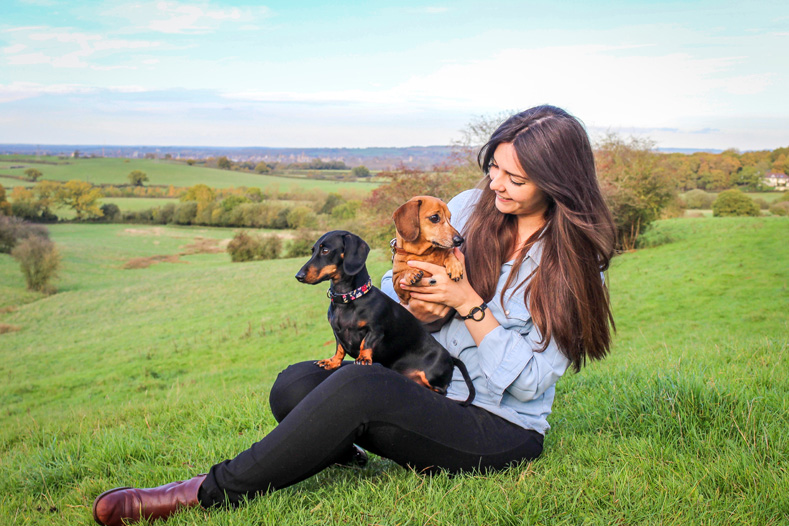Sarah Baxter with her dog Millie who was treated at Fitzpatrick Referrals for IVVD