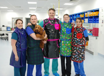 Fitzpatrick Referrals Interventional Radiology team wearing new lead gowns donated by The Rumba Foundation