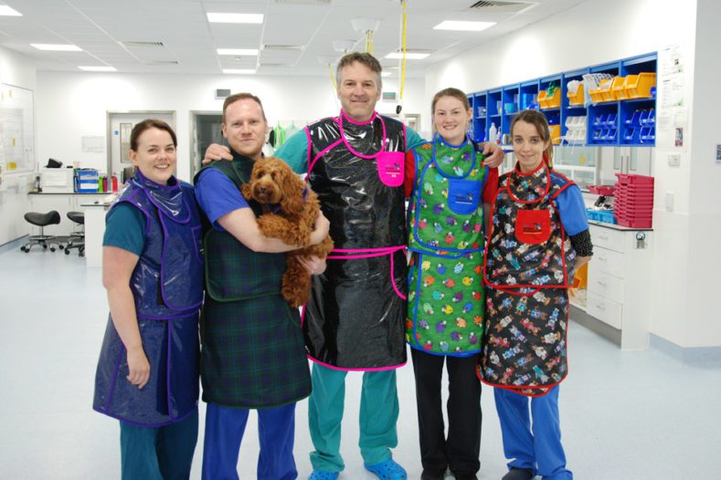 Fitzpatrick Referrals Interventional Radiology team wearing new lead gowns donated by The Rumba Foundation