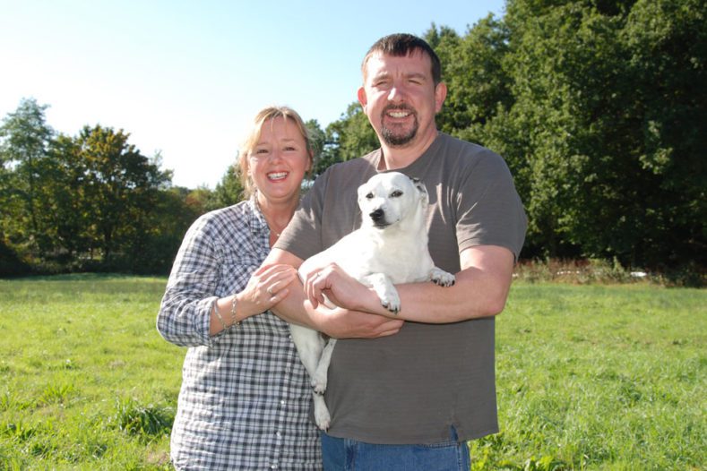 Jack Russell Terrier prostate cancer patient with family at Fitzpatrick Referrals oncology hospital