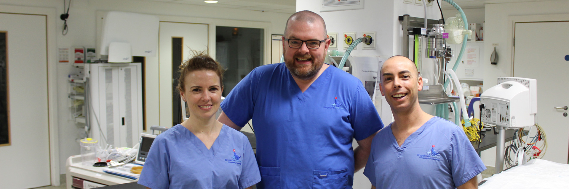 Newly qualified specialists Susan Murphy, Padraig Egan and Enzo Minghella at Fitzpatrick Referrals