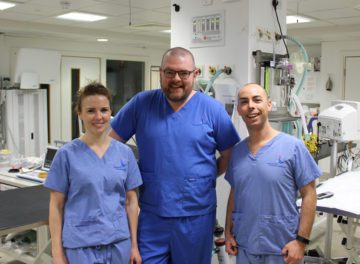 Newly qualified specialists Susan Murphy, Padraig Egan and Enzo Minghella at Fitzpatrick Referrals