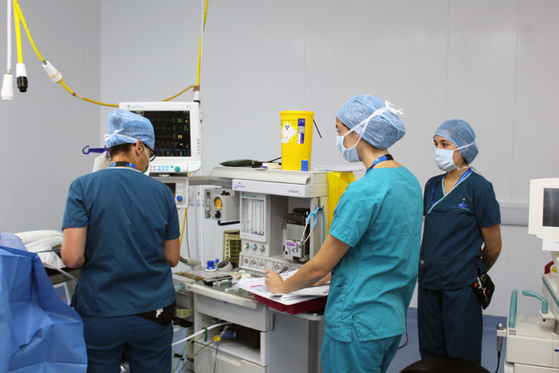 Anaesthetist monitoring a patient during surgery at Fitzpatrick Referrals Oncology and Soft Tissue.
