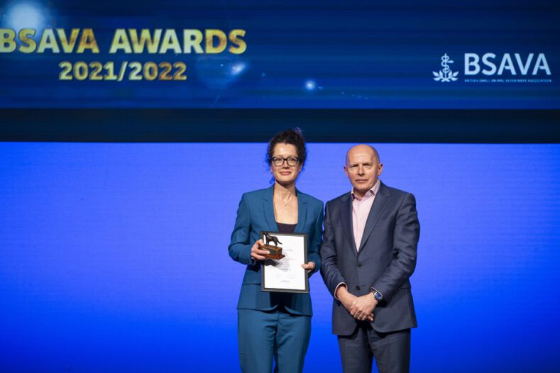 EBVS® European Specialist Sarah Girling collecting BSAVA Award