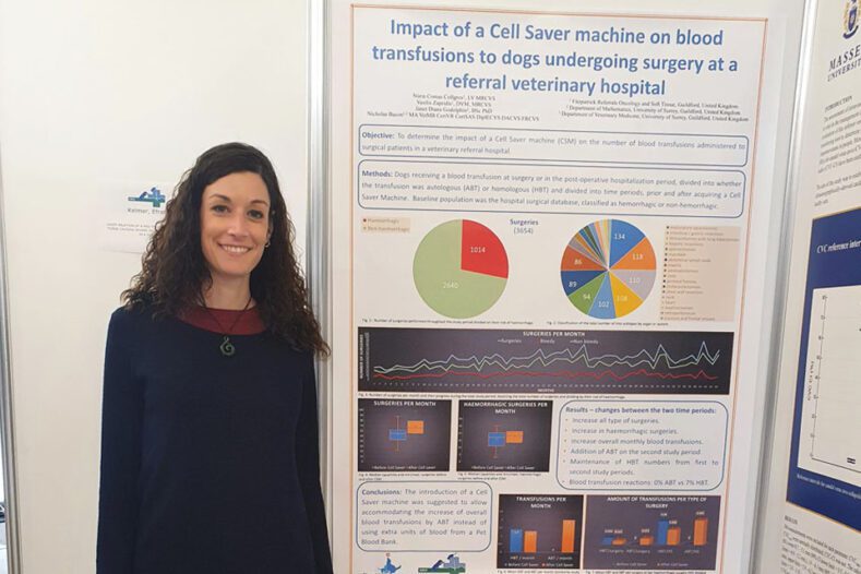 Dr Nuria Comas with research poster