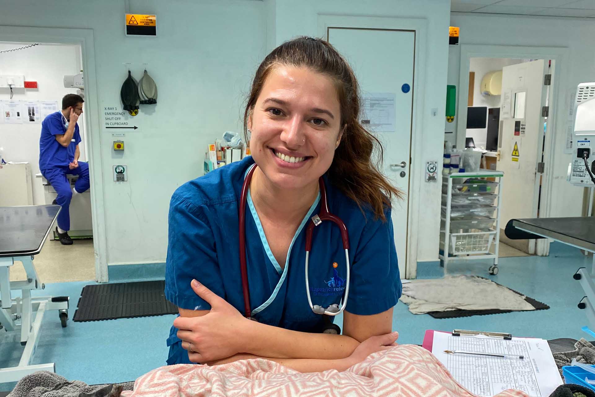 Veterinary nurse smiling